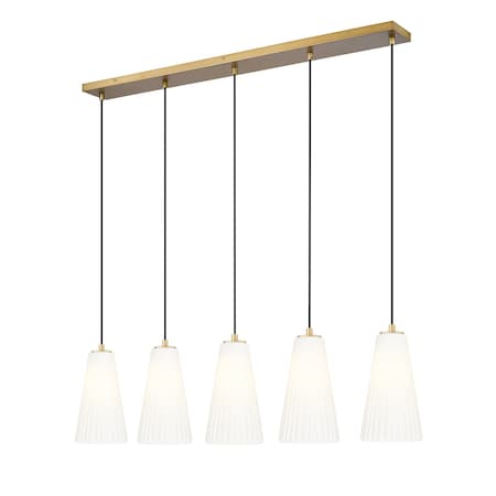 Z-Lite Farrell 5 Light Linear Chandelier, 6in. W x 11in. H, Modern Gold 3043P6-5L-MGLD